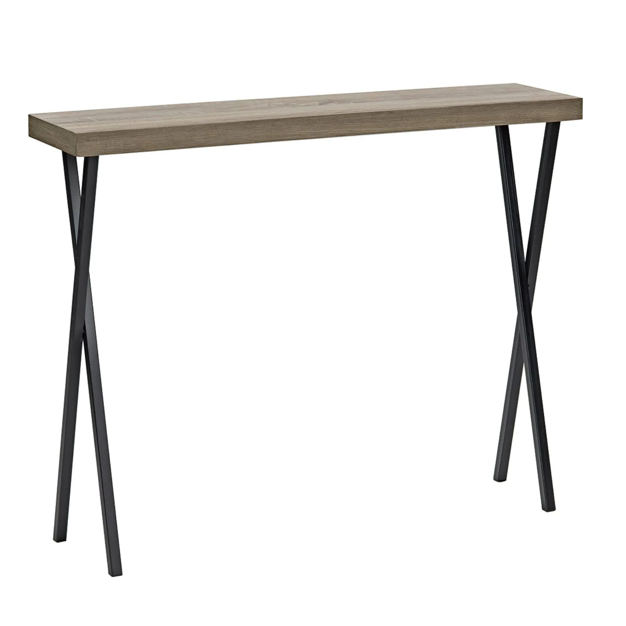 Data Oak Veneer Console Table - Black, Metal product