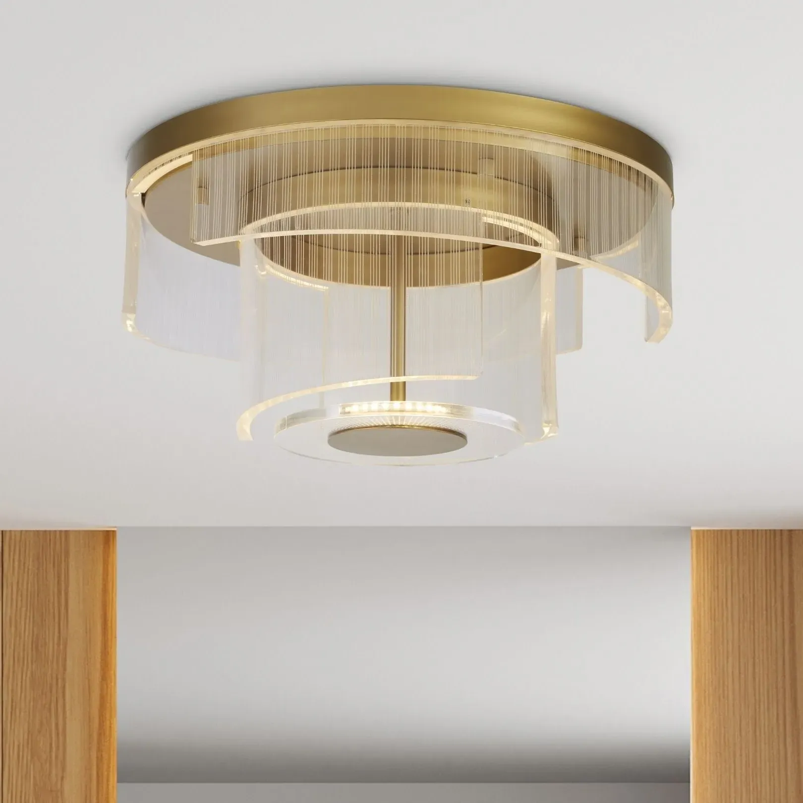 Deco Round LED Flush Ceiling Light - Gold, Acrylic product