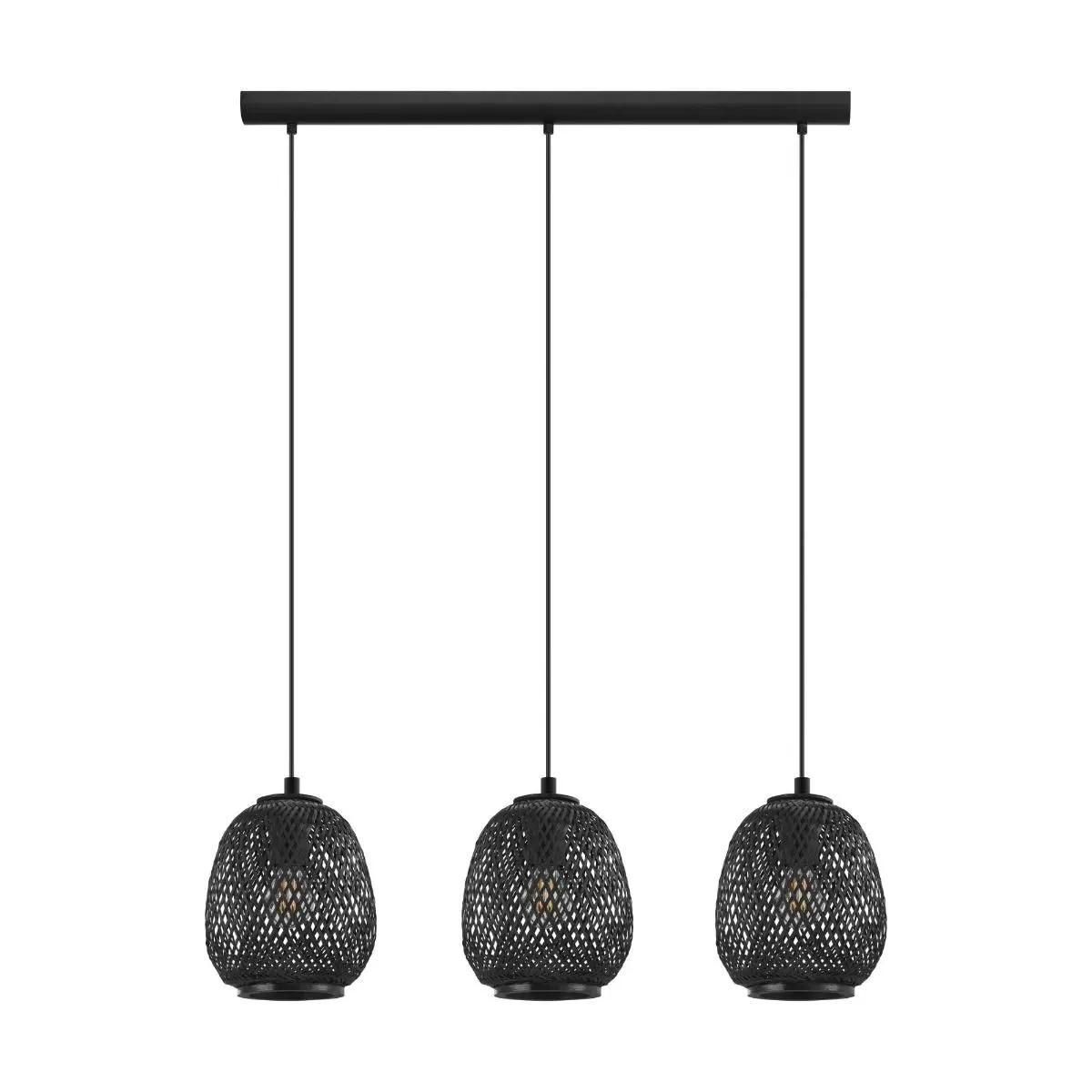 Dembleby 3-Light Ceiling Pendant Bar - Black, Rattan product