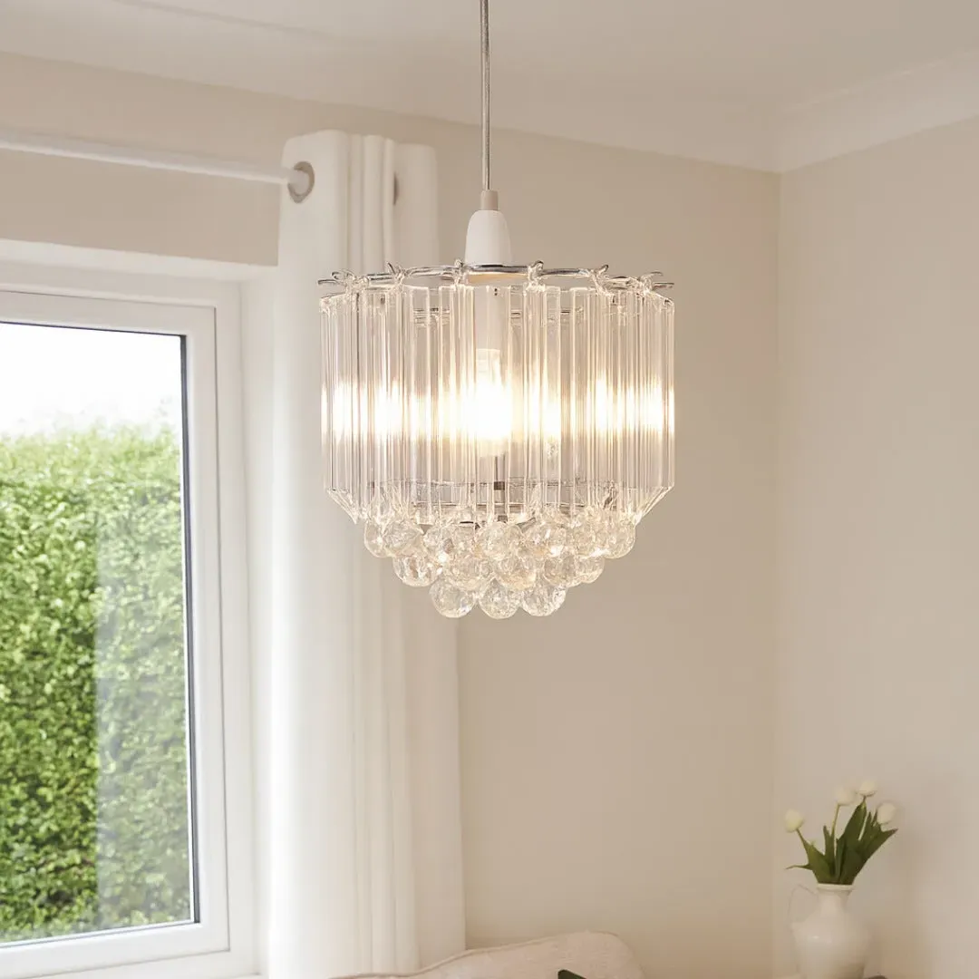 Demi Tiered Easy-Fit Pendant - Clear, Chrome product