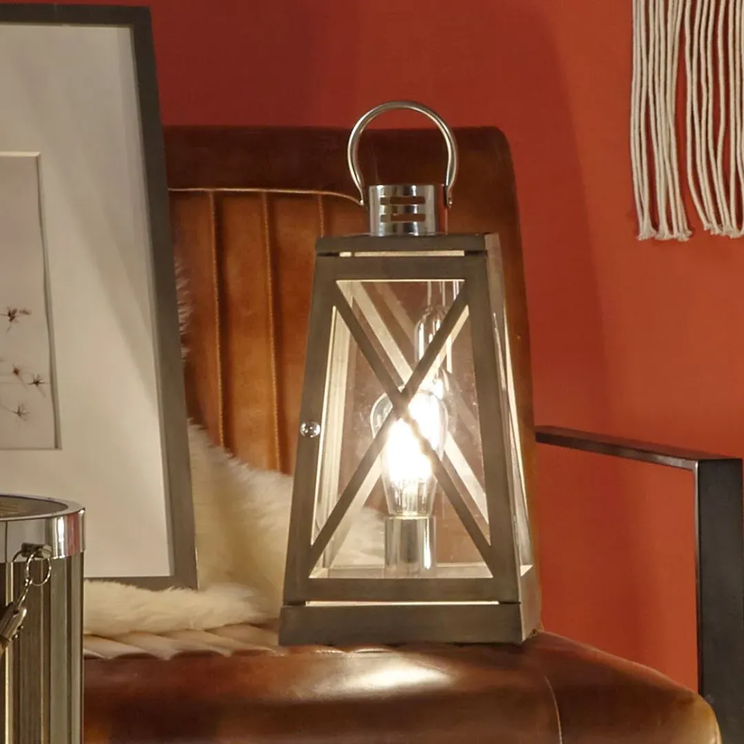 Devon Lantern Table Lamp - Grey, Wood product