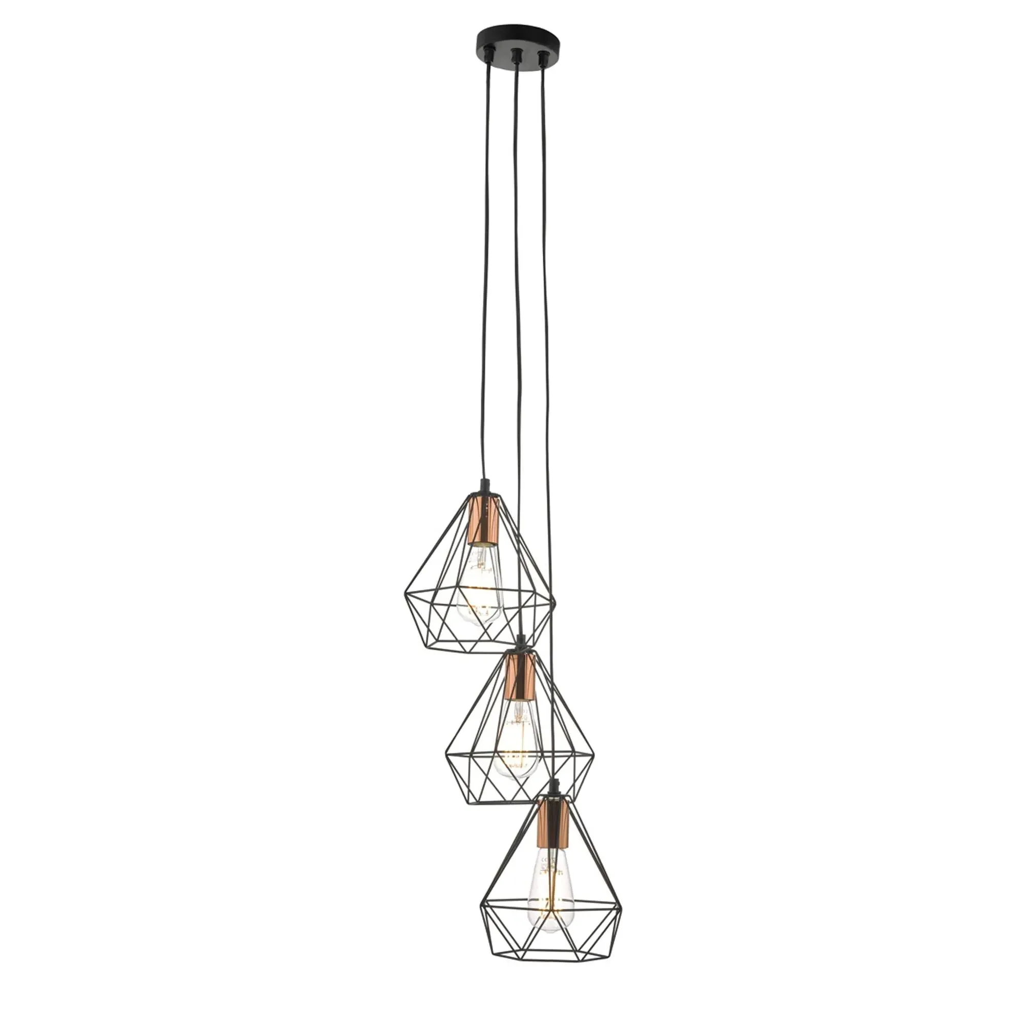Deyon 3-Light Cluster Pendant Ceiling Light - Black, Copper product