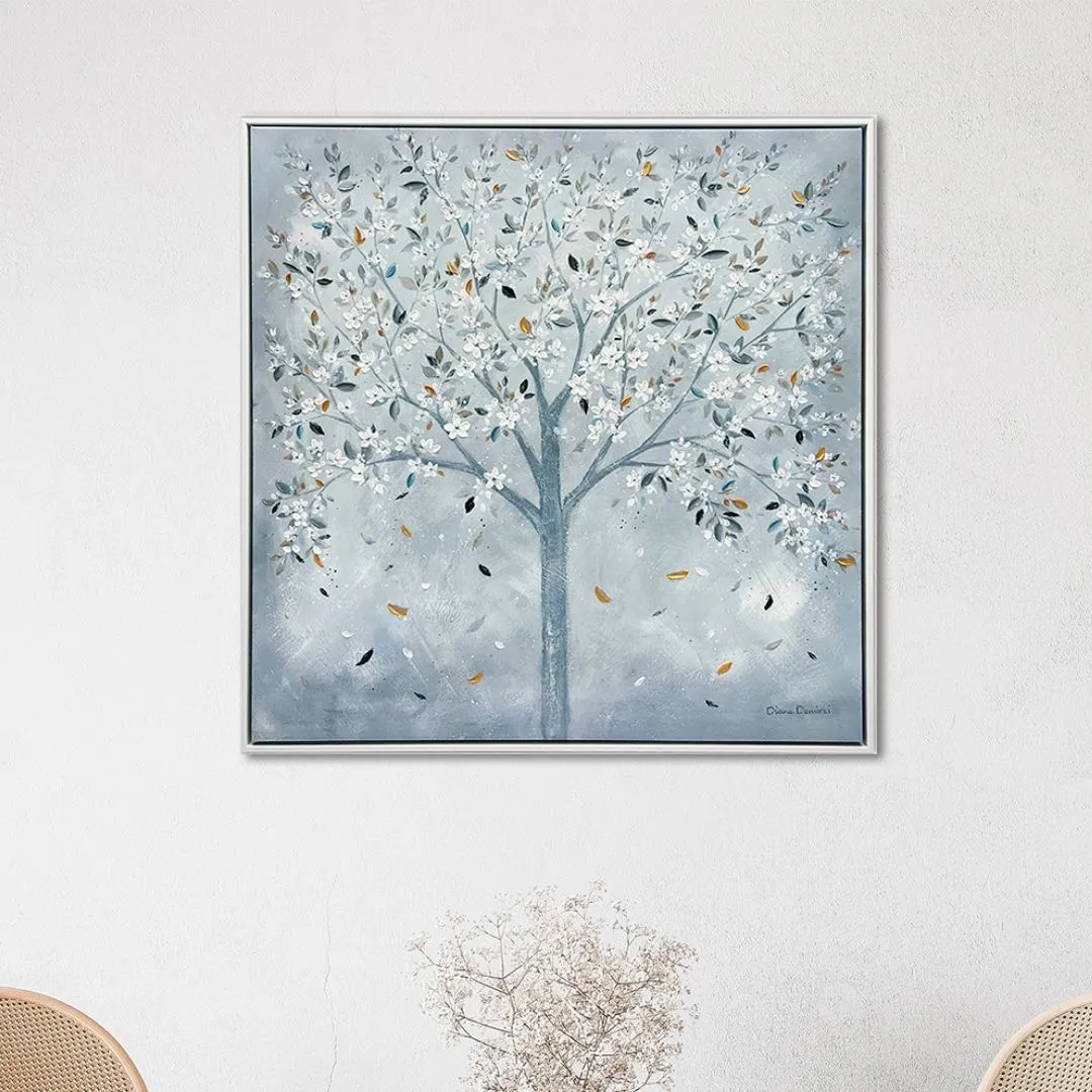 Diane Demirci Glistening Leaves Framed Canvas Wall Art - White product