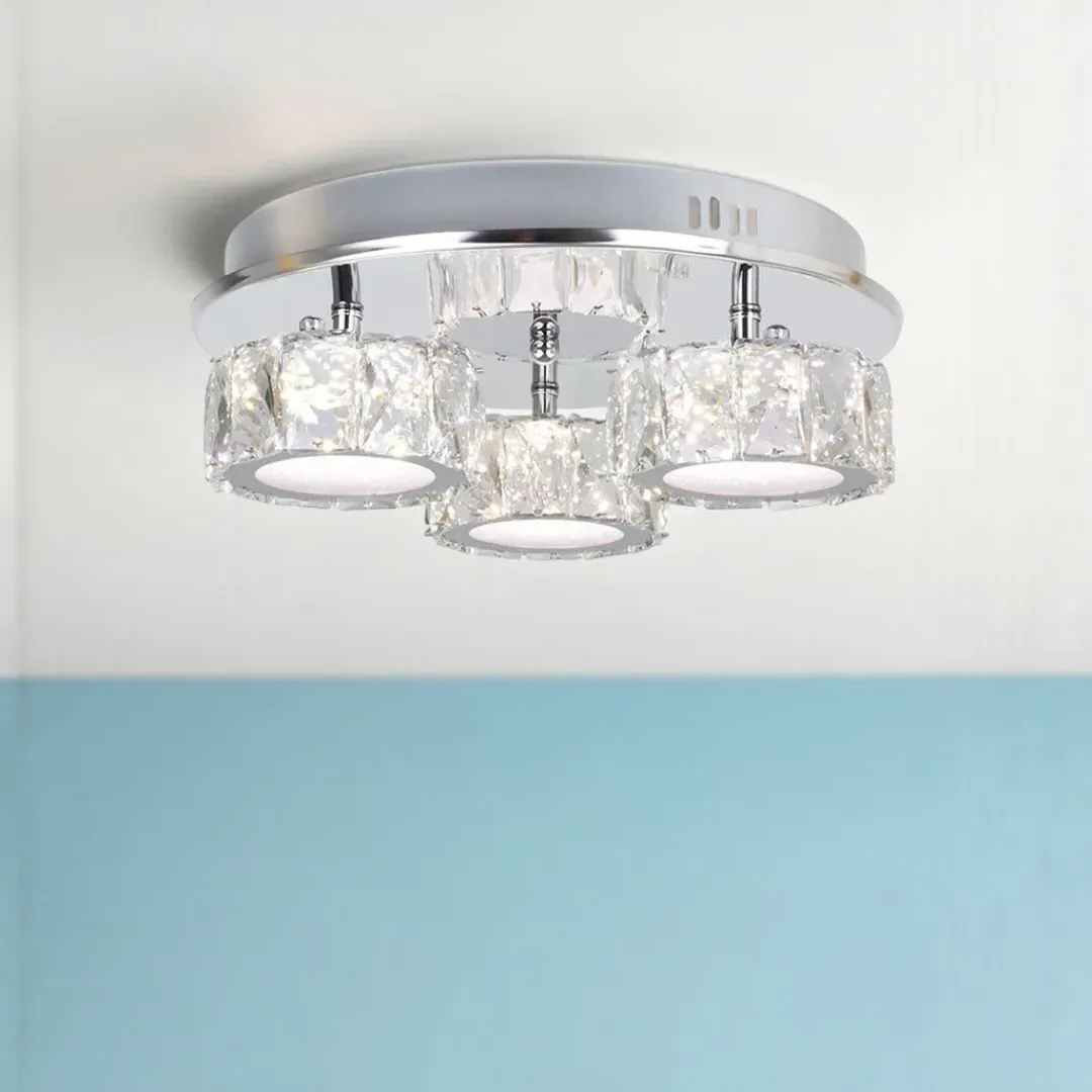 Dilan 3-Light Flush Ceiling Light - Polished Chrome, Crystal product