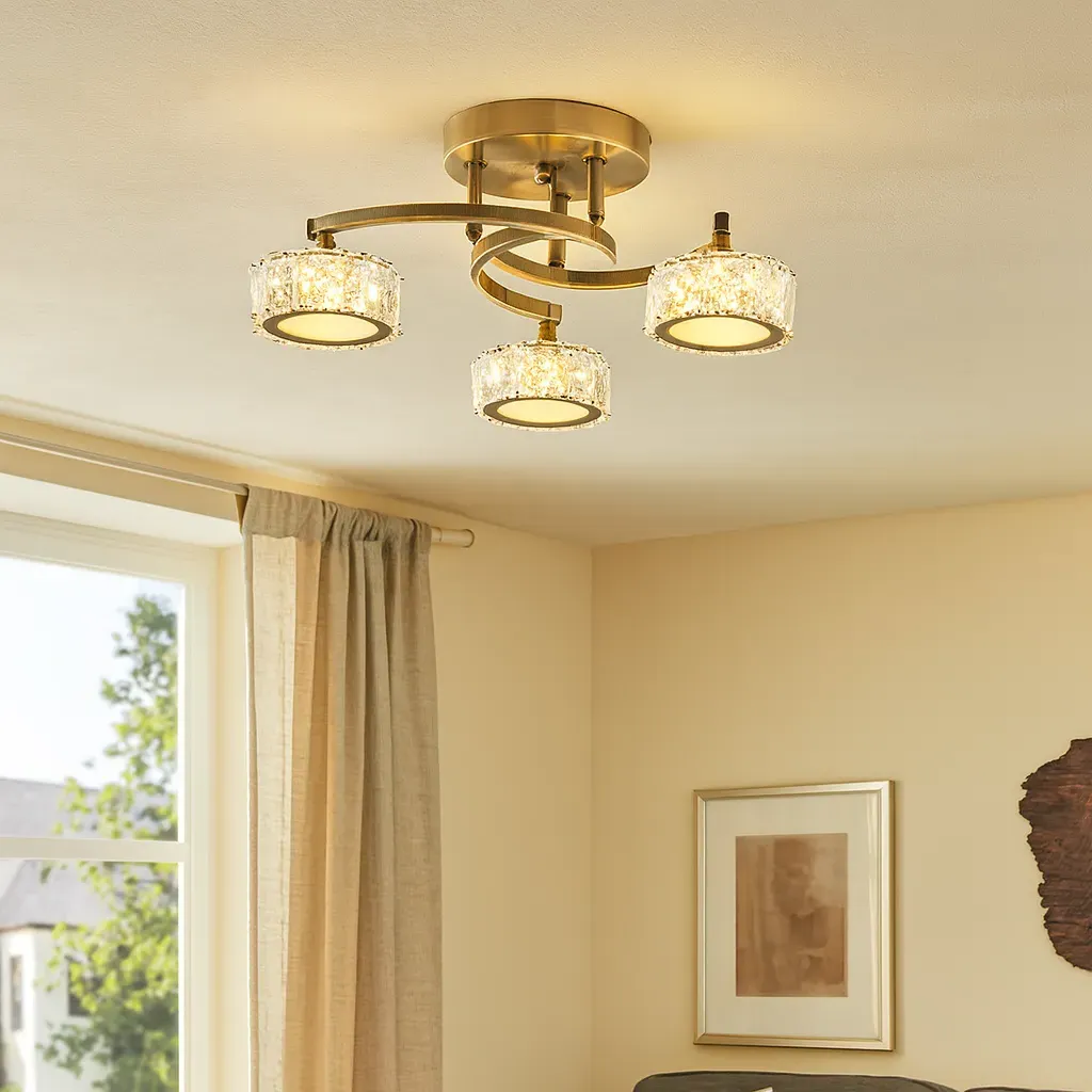 Dilan 3-Light Semi-Flush Ceiling Light - Antique Brass product