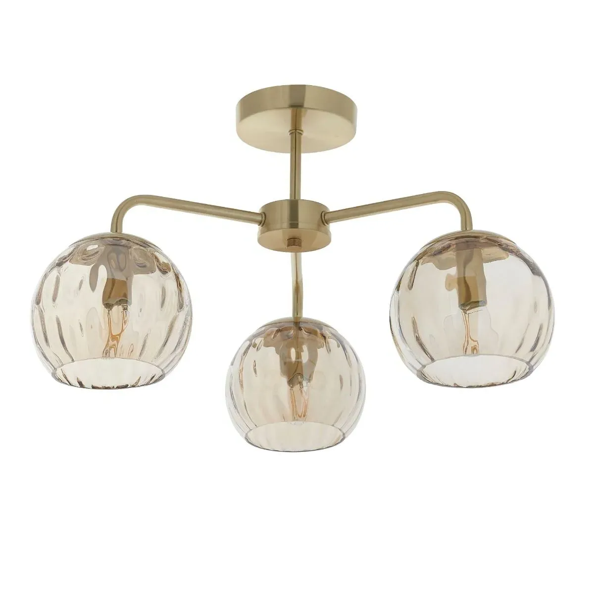 Dimple 3-Light Semi Flush Ceiling Light - Satin Brass product