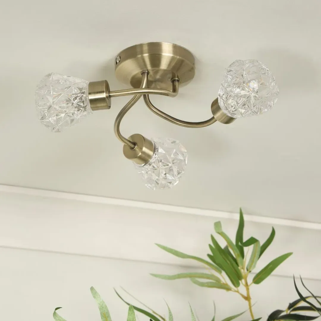 Dodo 3-Light Flush Ceiling Light - Antique Brass product
