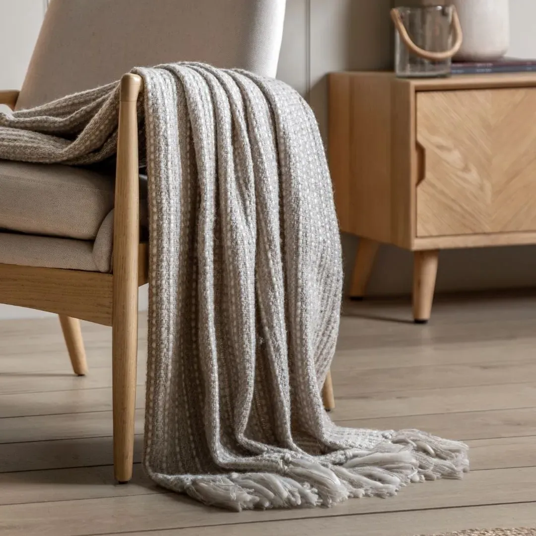 Dolby Woven Throw with Tasselled Edge - Cool Grey product