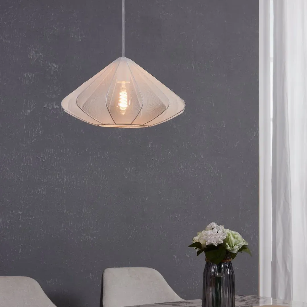 Dolwen Oval Pendant Ceiling Light - White, Steel Wire product