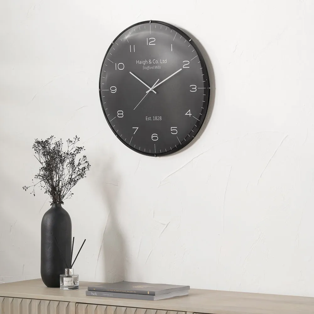 Dome Glass Wall Clock - Black, Silver product