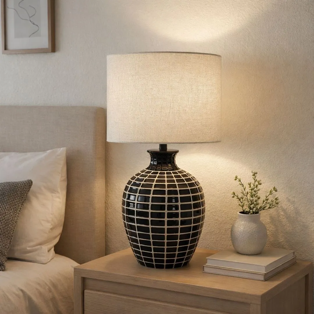 Donna Ridged Ceramic Table Lamp - Cream product