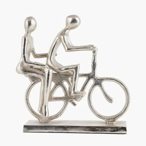 Double Cyclist Ornament - Silver product