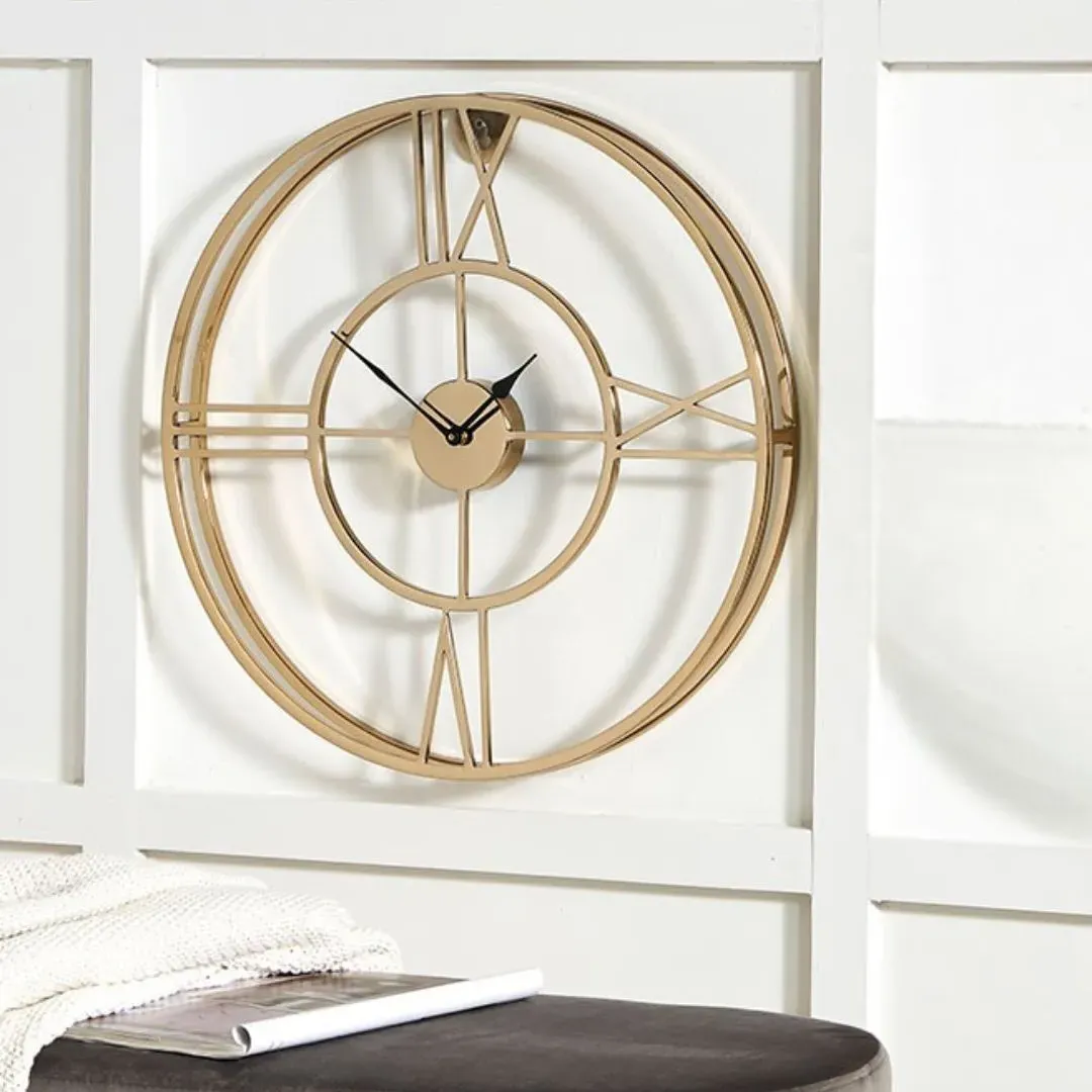 Double Framed Round Wall Clock - Gold product