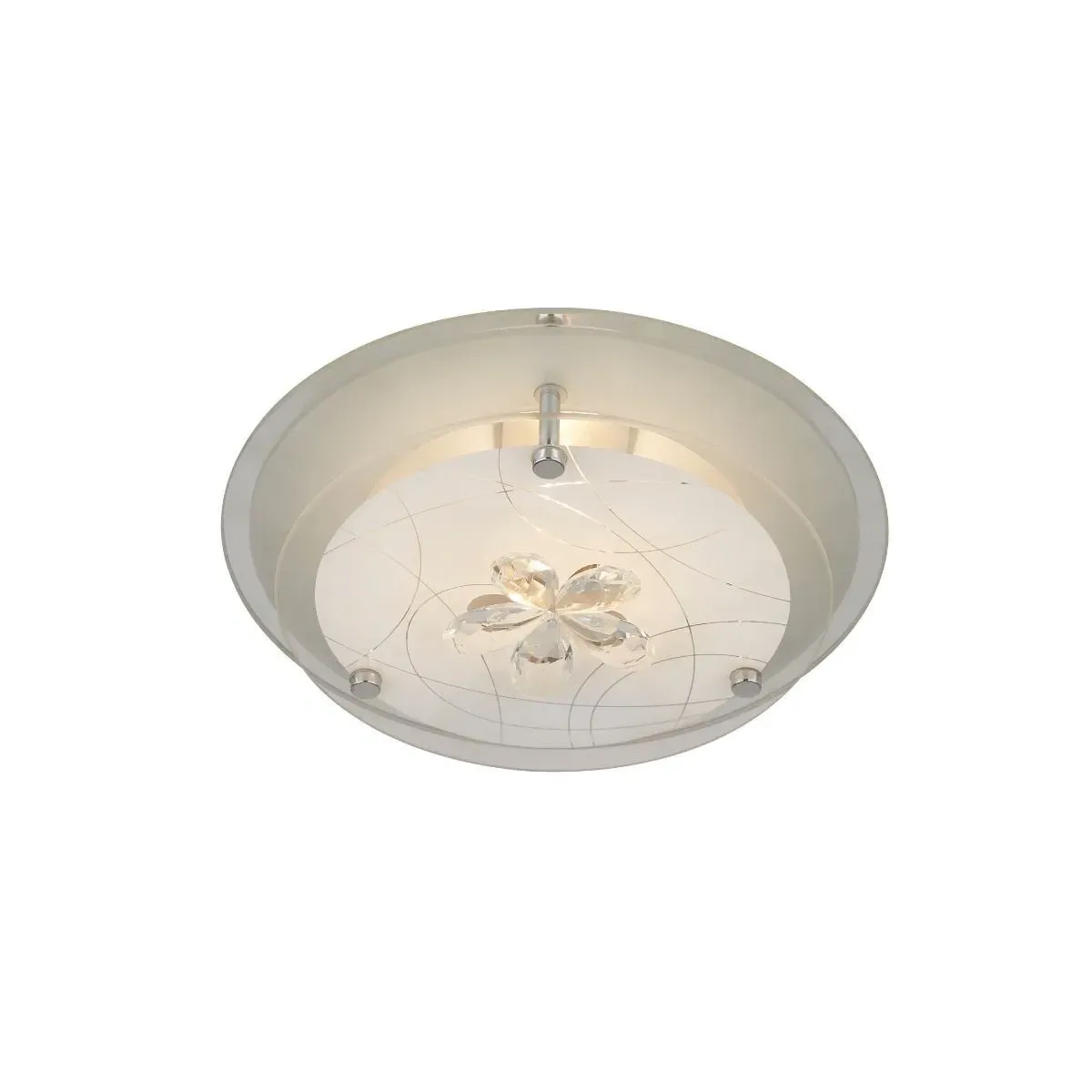 Drew 1-Light Crystal Flush Ceiling Light - Frosted, Chrome product