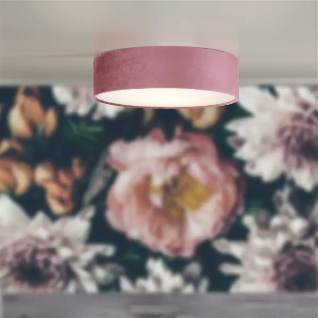 Drum 2 Flush 3-Light Ceiling Shade - Pink, Velvet product