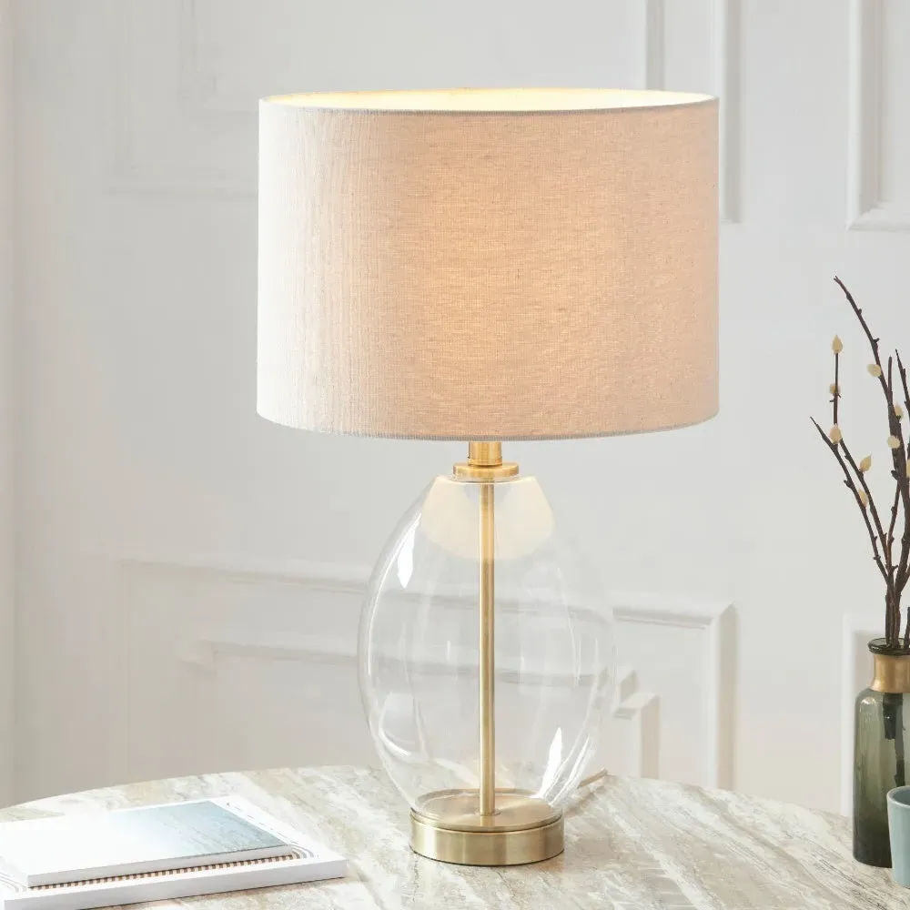 East Antique Brass Table Lamp - Brass, Glass product