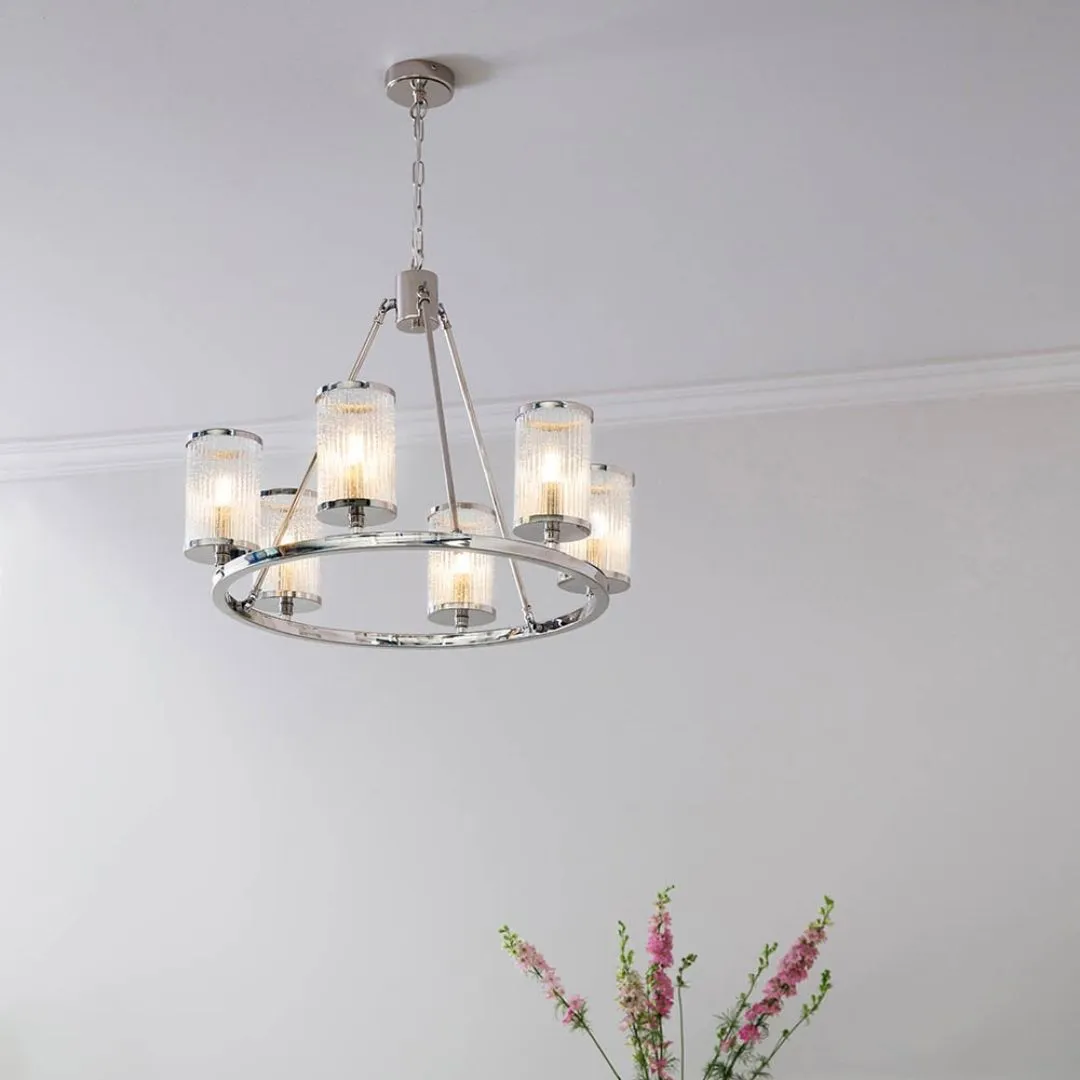 Easton 6-Light Chandelier - Polished Nickel, Glass product
