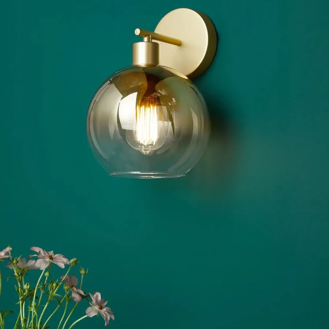 Eden Wall Light with Ombre Glass Globe - Satin Gold product