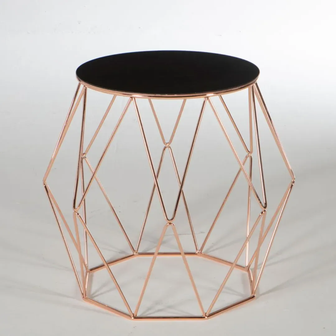 Eiffel Round End Table - Black, Glass product