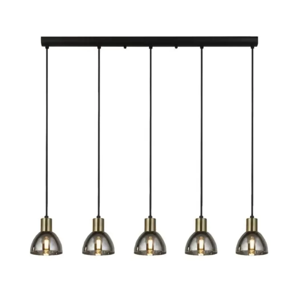 Elisa 5-Light Ceiling Bar - Smoked Glass, Brass product