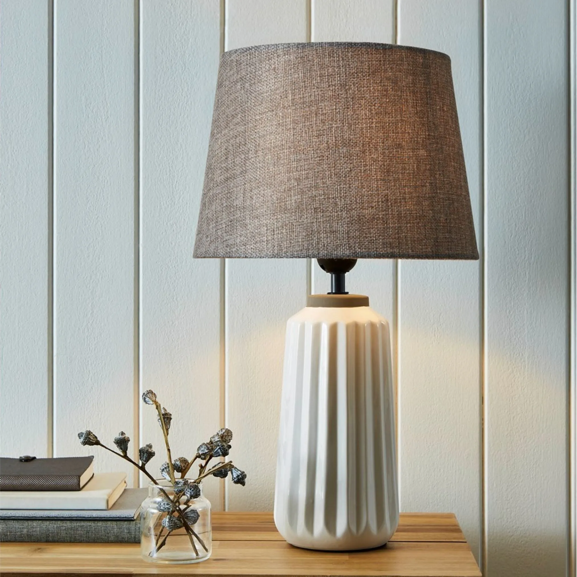 Ella Ceramic Table Lamp - Grey, White product