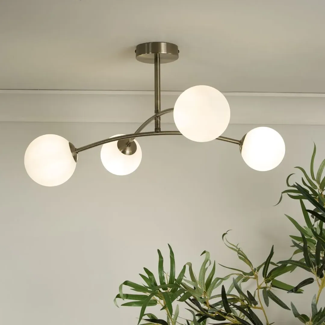 Ellison 4-Light Flush Ceiling Light - Antique Brass, Frosted Glass product