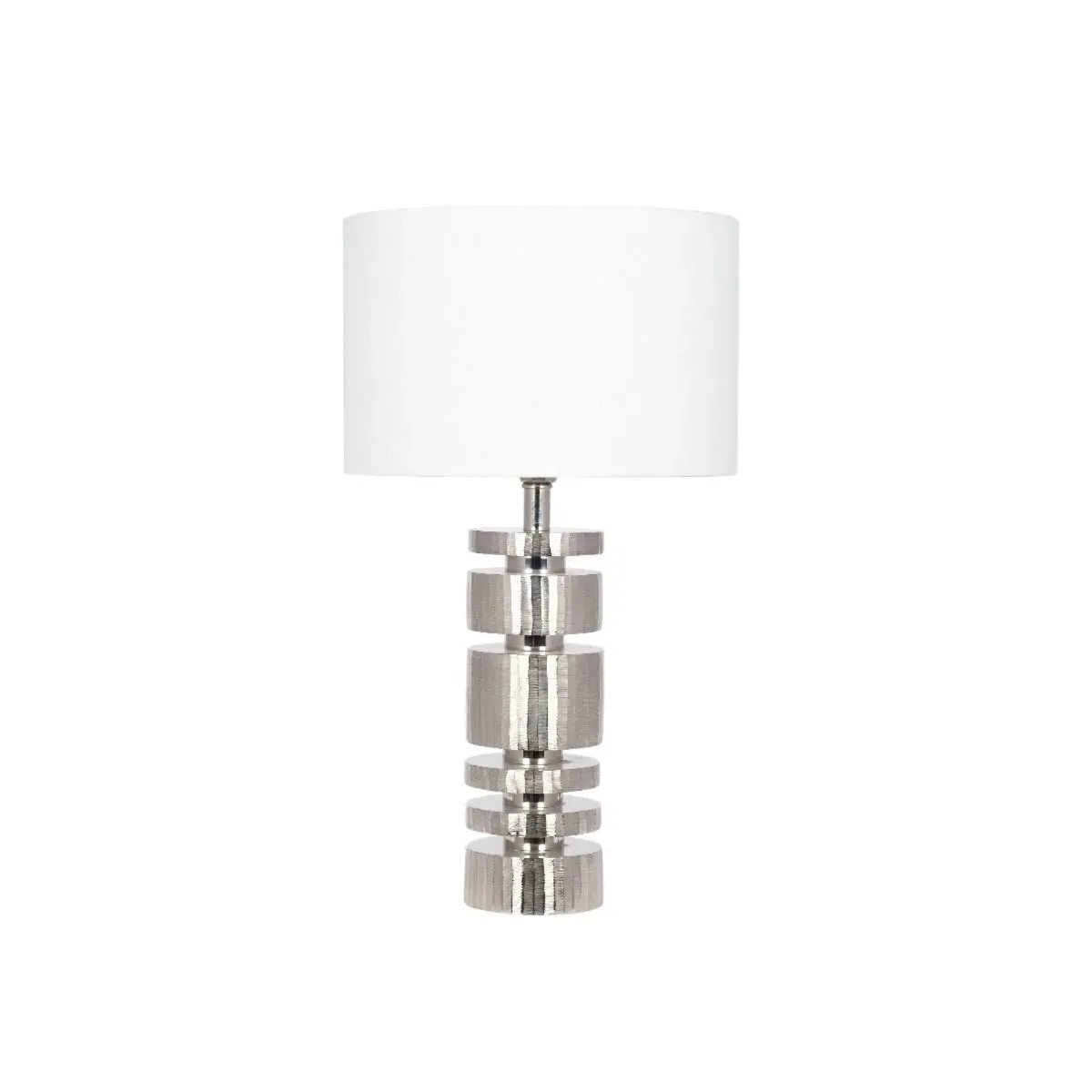 Elon Stacked Cylinder Table Lamp - Silver, Metal product