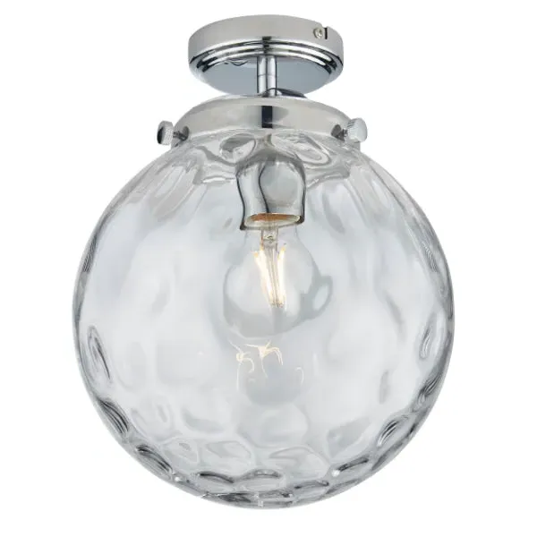 Elston IP44 Flush Ceiling Light - Clear, Chrome product