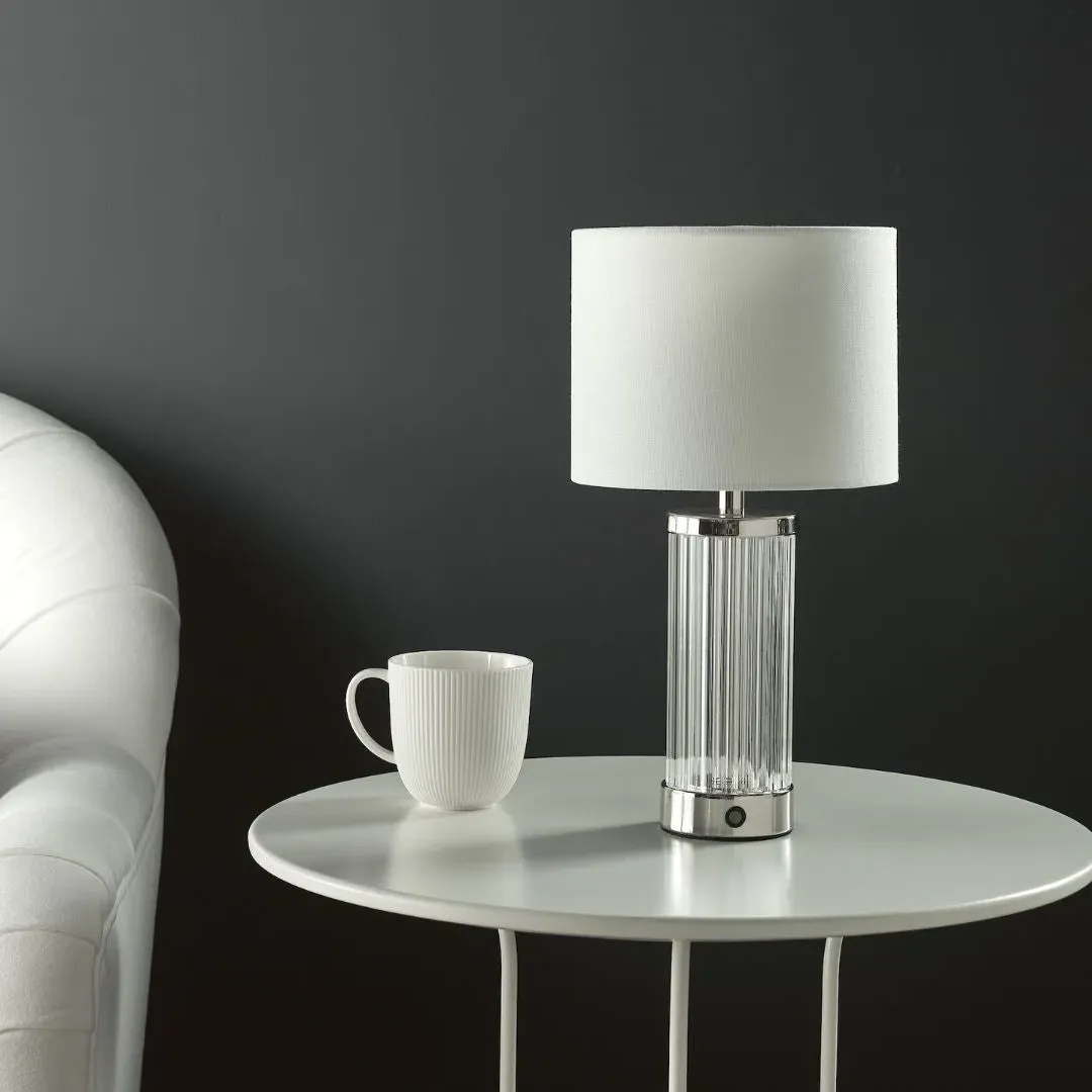 Enrico Rechargeable Touch Table Lamp - Polished Nickel, Glass product