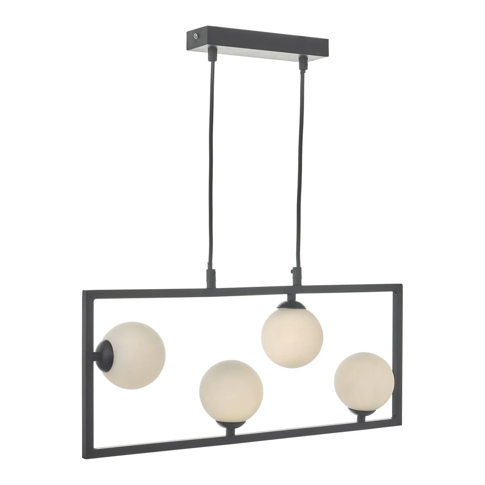 Ensio 4 Light Geometric Ceiling Light - Matt Black, Opal Glass product