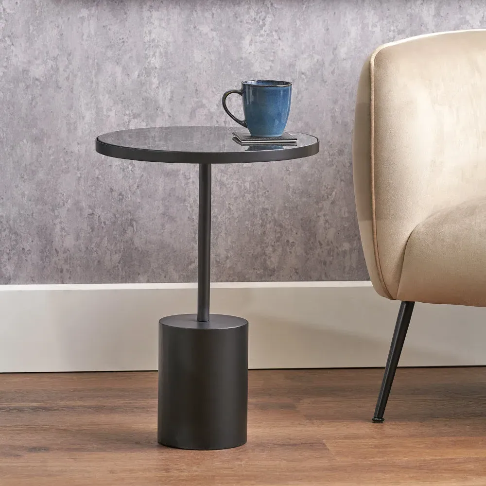 Enzo Side Table - Black, Marble product