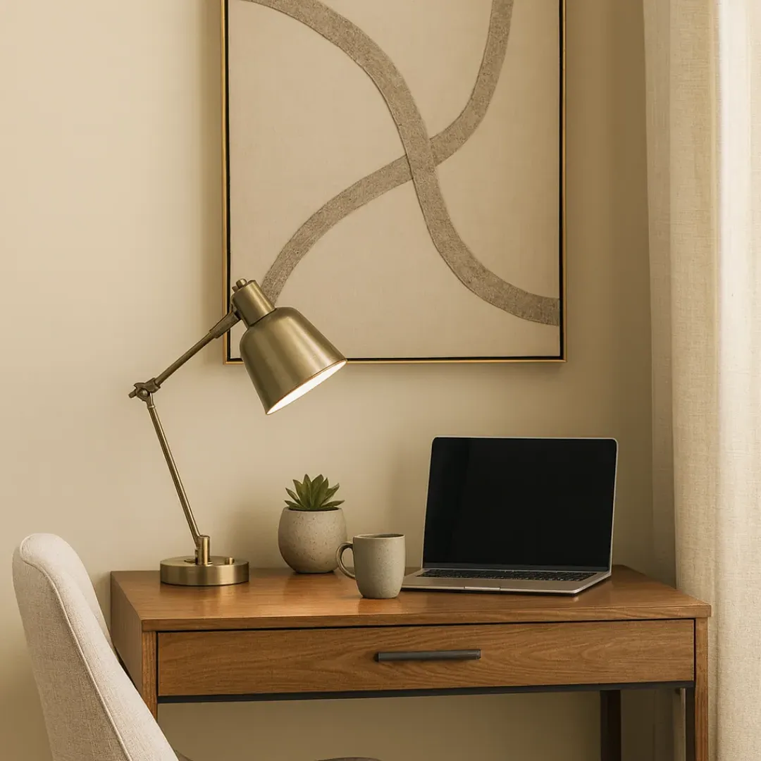 Erik Adjustable Table Lamp - Antique Brass, Metal product