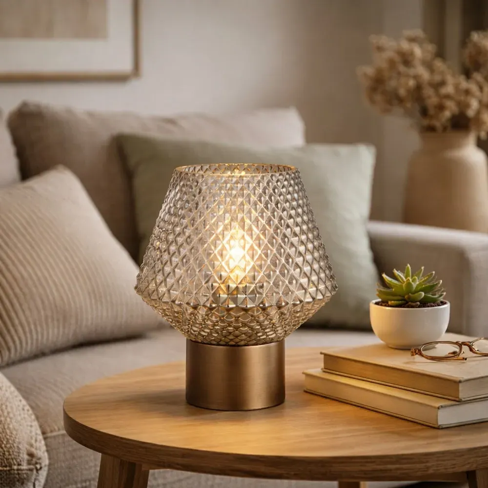 Eryka Table Lamp - Grey, Smoked Glass product