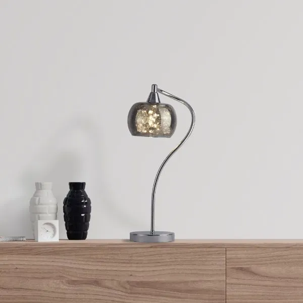Escada Table Lamp - Polished Chrome, Smoked Glass product