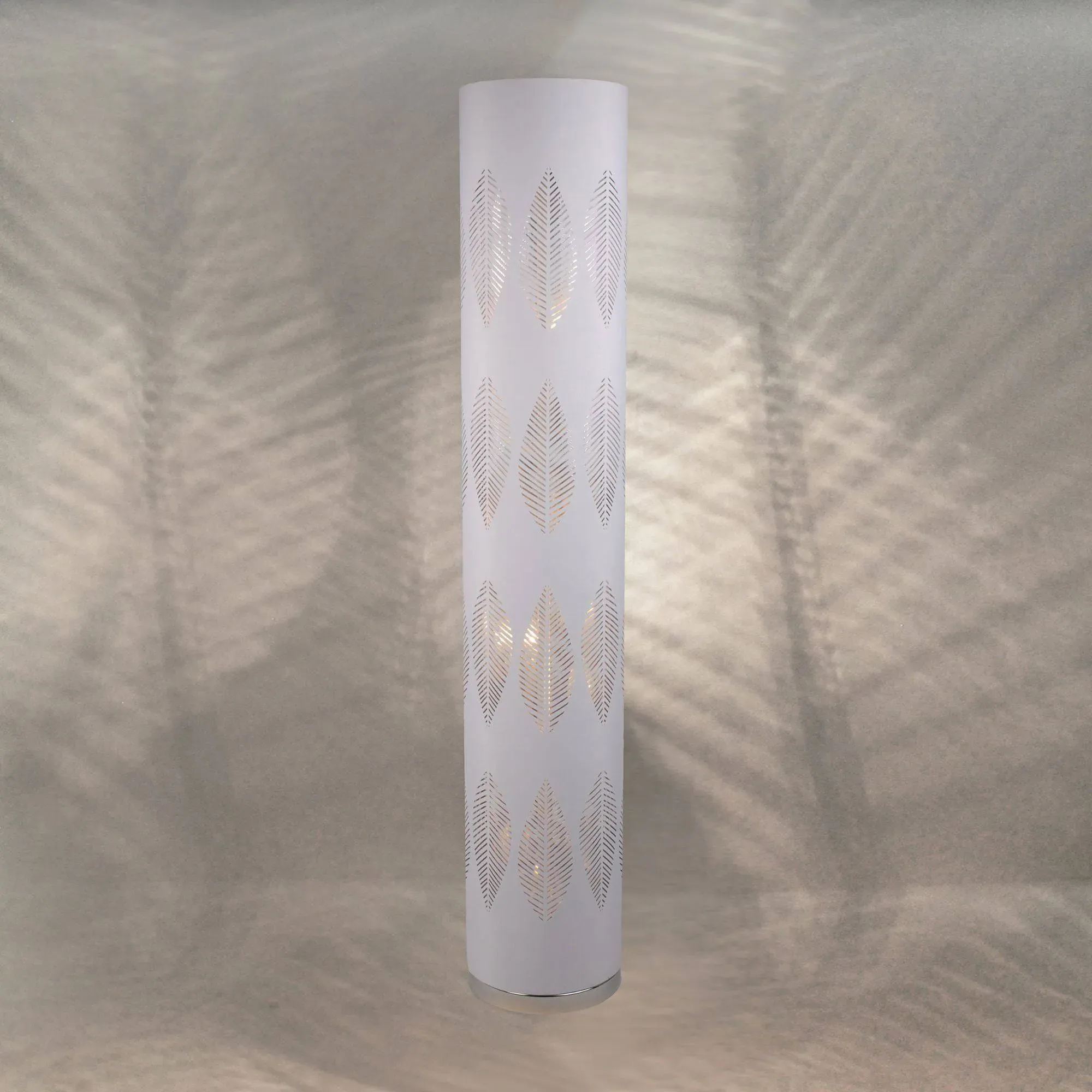 Esme Floor Lamp with Leaf Cut-Out Design - White, Chrome product