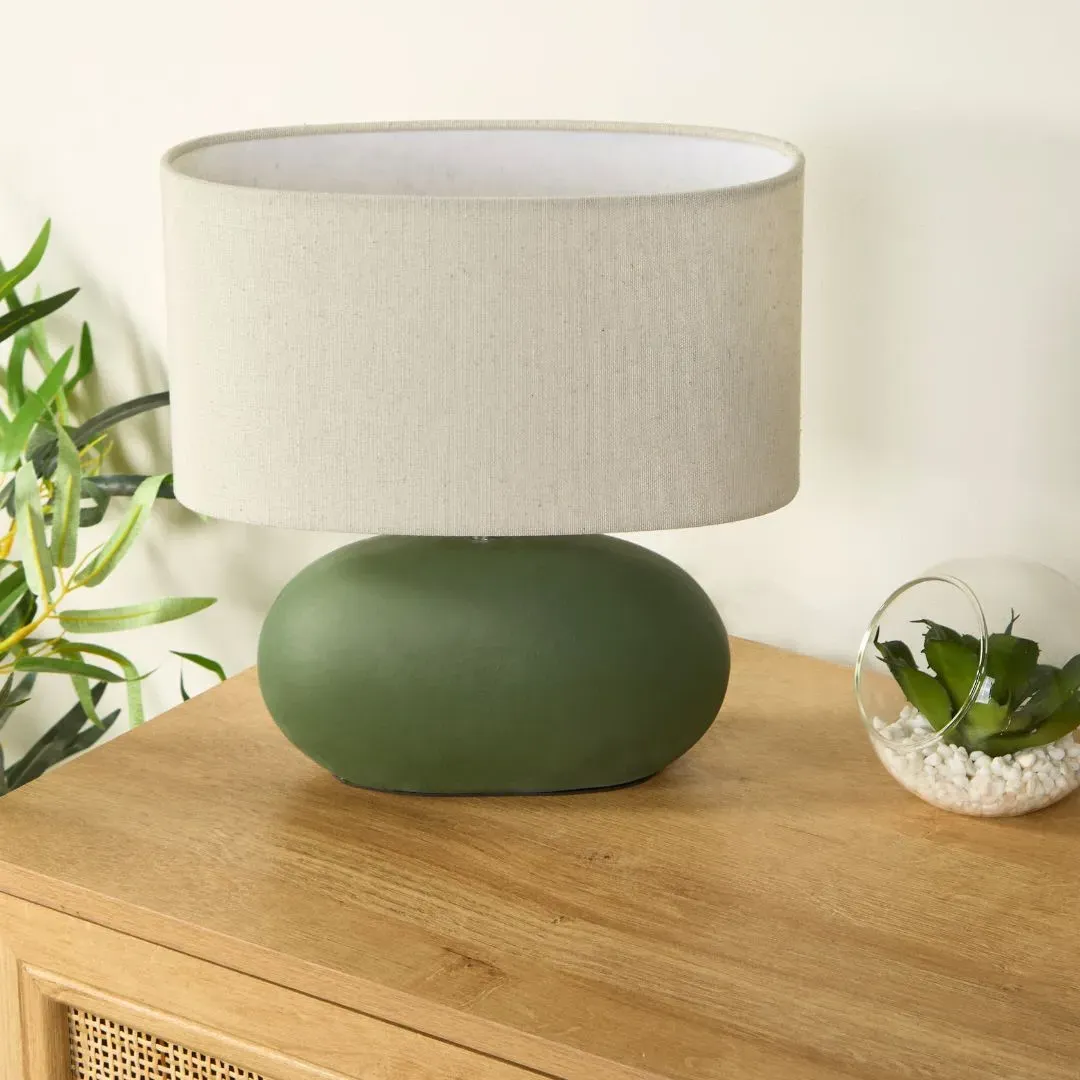 Eveline Oval Table Lamp - Green, Ceramic product