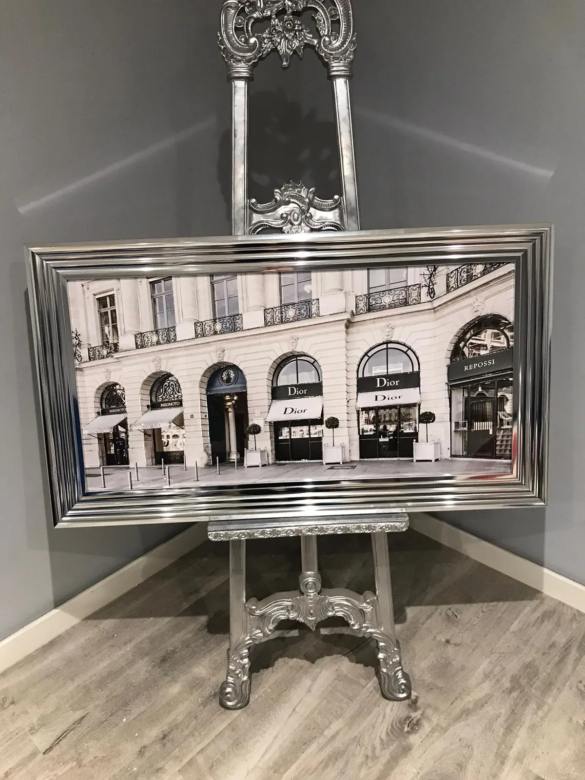 Fashion Store 3 Liquid Art with Mirrored Frame - Silver product