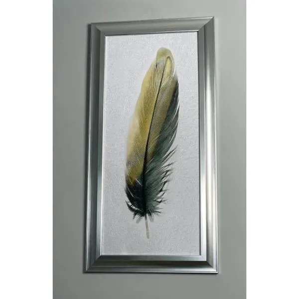 Feather 2 Gold Wall Art - Silver Frame product