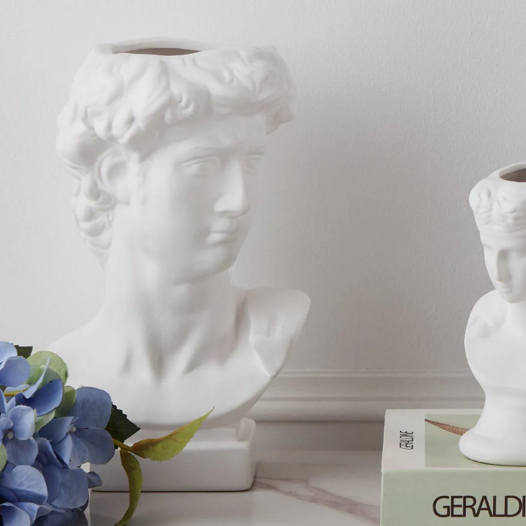 Felicien Statue-Shaped Vase - White, Ceramic product
