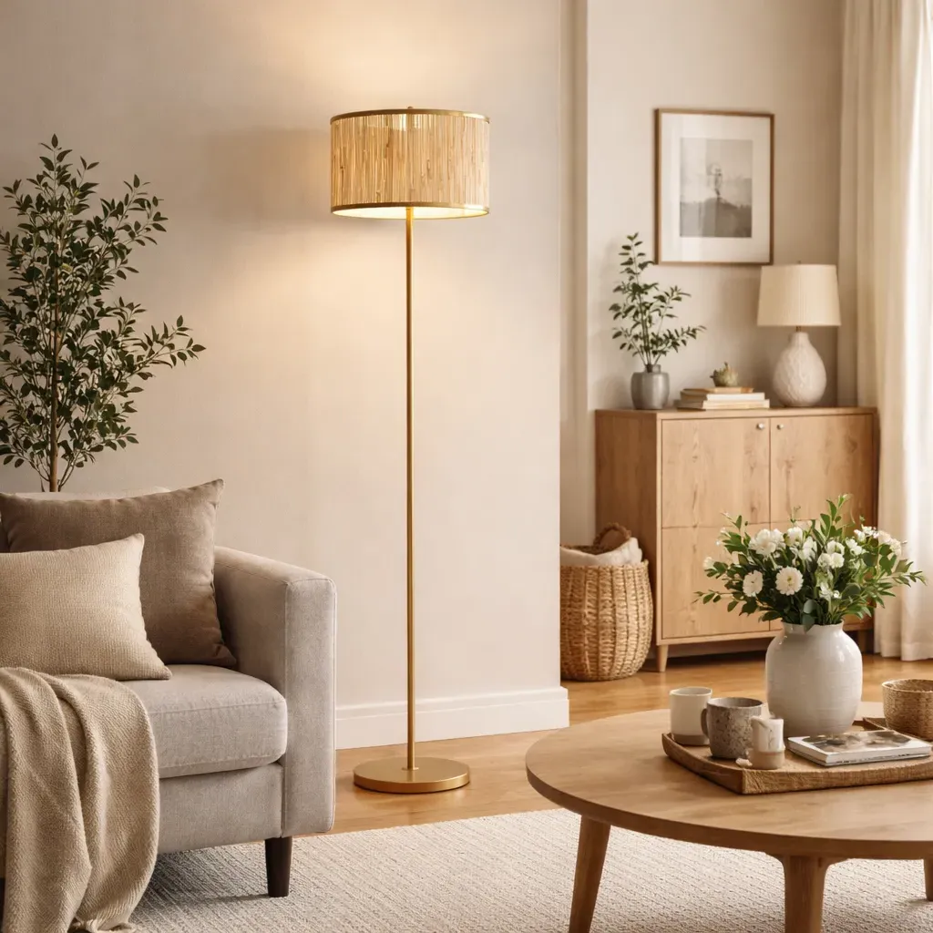 Fenella 3-Light Floor Lamp - Gold, Seagrass product
