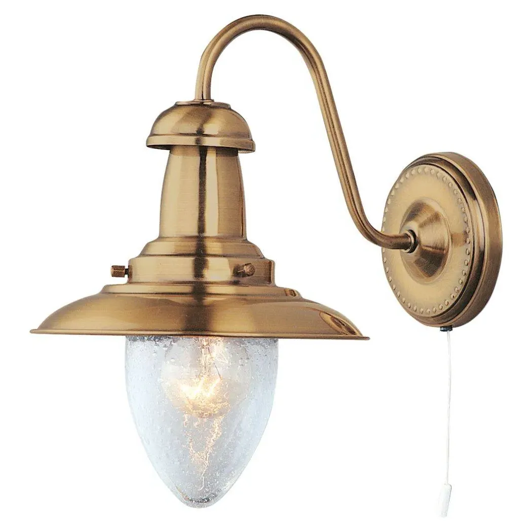 Fisherman Wall Light - Antique Brass, Glass product
