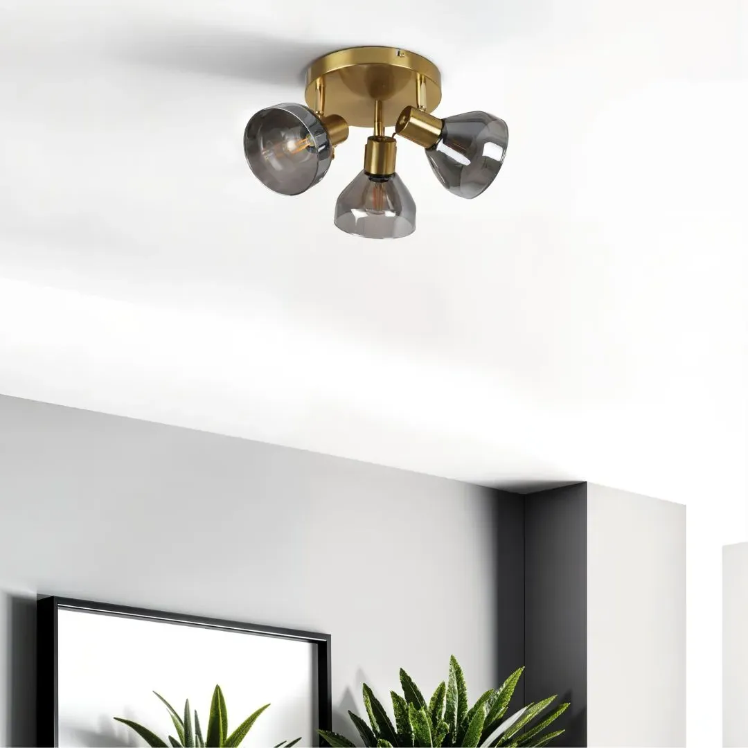 Fosco 3-Light Round Plate Spot Ceiling Light - Brushed Brass product