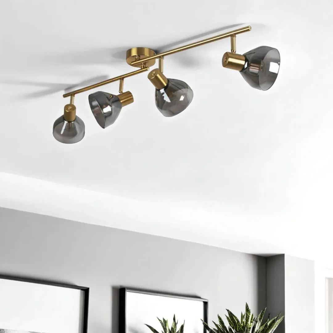Fosco 4-Light Split Bar Spot Ceiling Light - Brass product