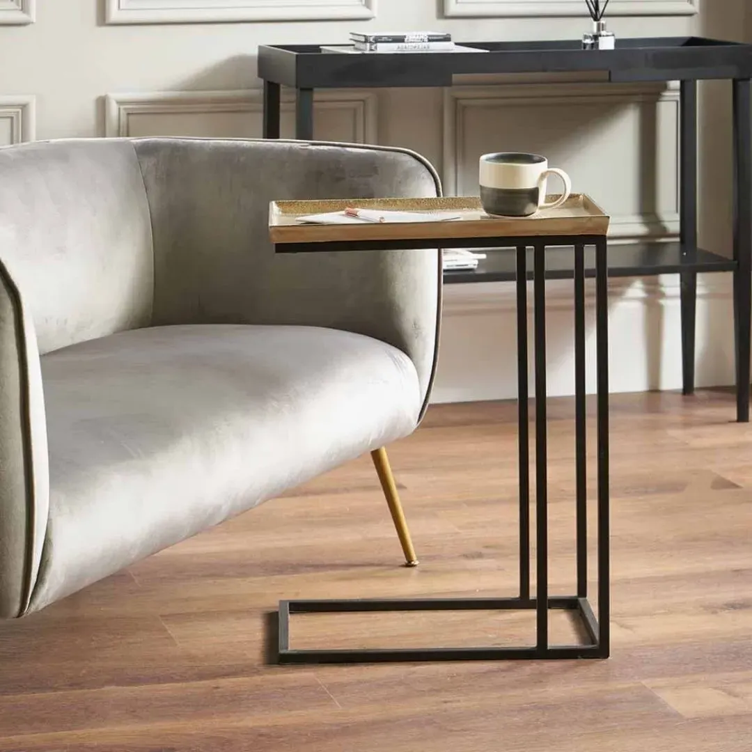 Franklin Side Table - Black, Gold Metal product