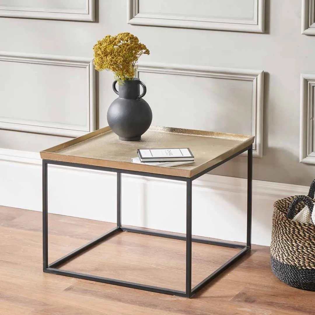 Franklin Square Coffee Table - Black, Gold Metal product