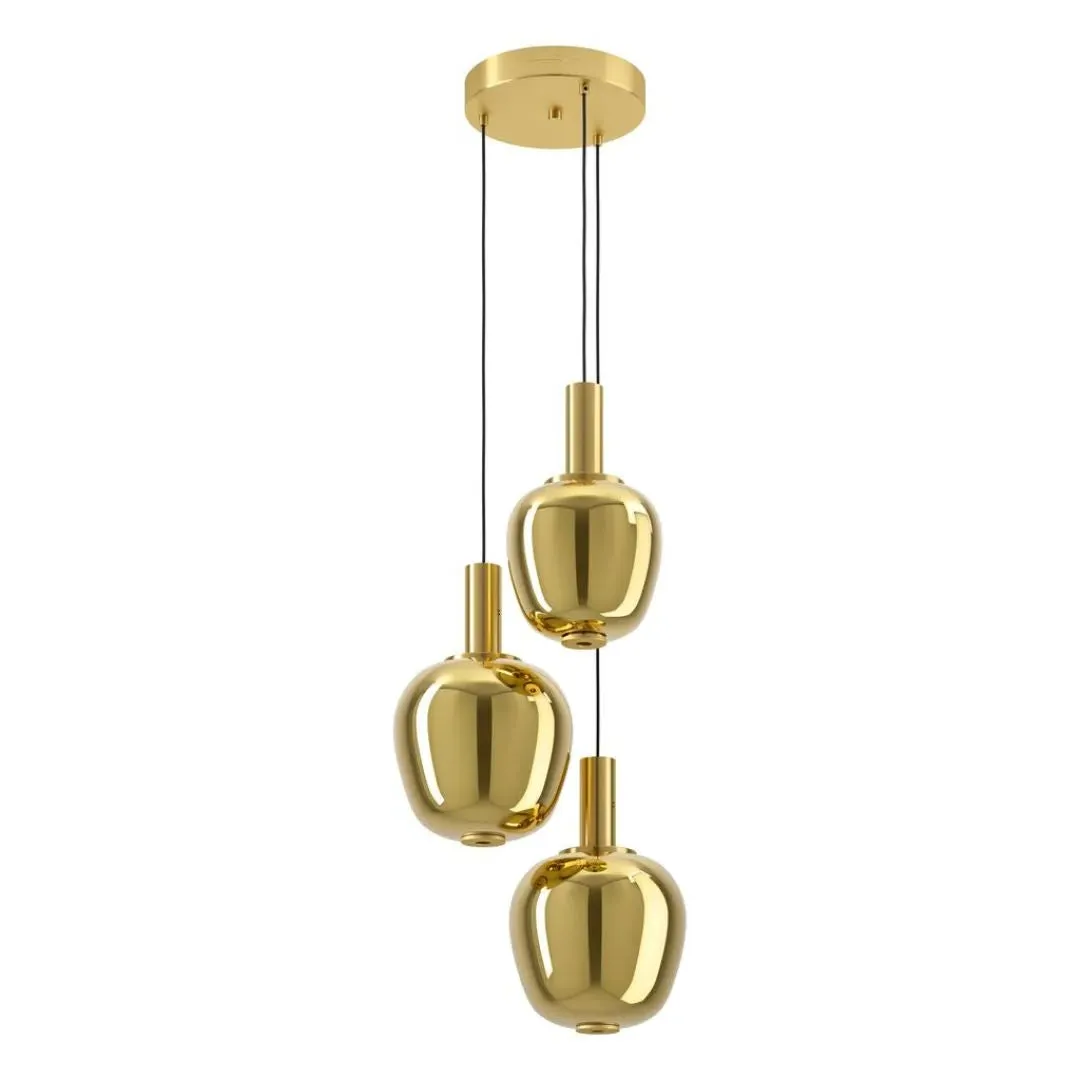 Fruitera 3-Light Ceiling Pendant with Adjustable Drop - Brushed Brass product
