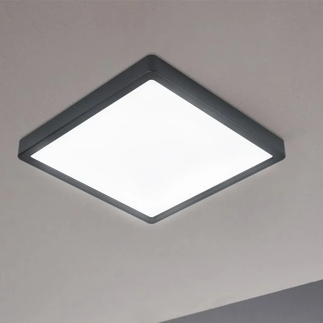 Fueva LED IP44 Square Flush Ceiling Light - Matt Black product