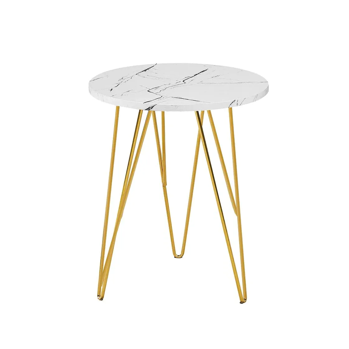Fusion Round Lamp Table - White, Marble product