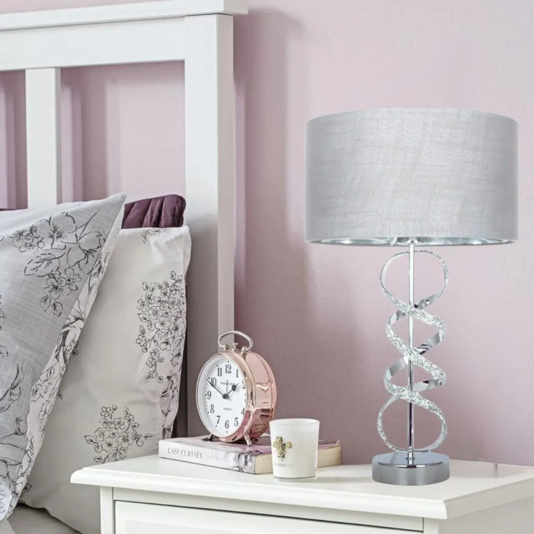Gabriella Diamonte Twist 1-Light Table Lamp - Grey, Chrome product