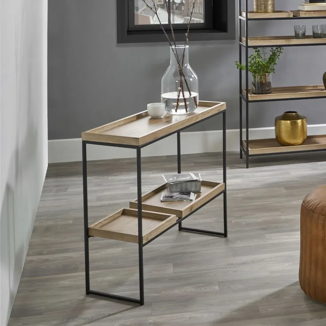 Gallery 2-Shelf Unit - Wood Veneer, Black Metal product